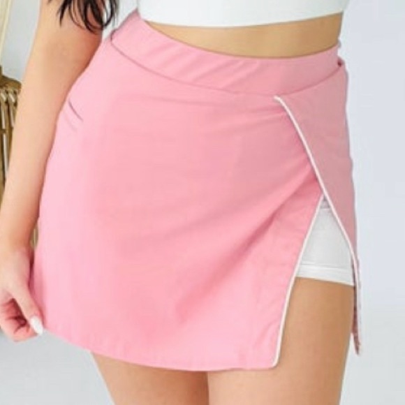 Nwt - White Birch Black Label - Pink & White Crossover Skort Womans Size 1x